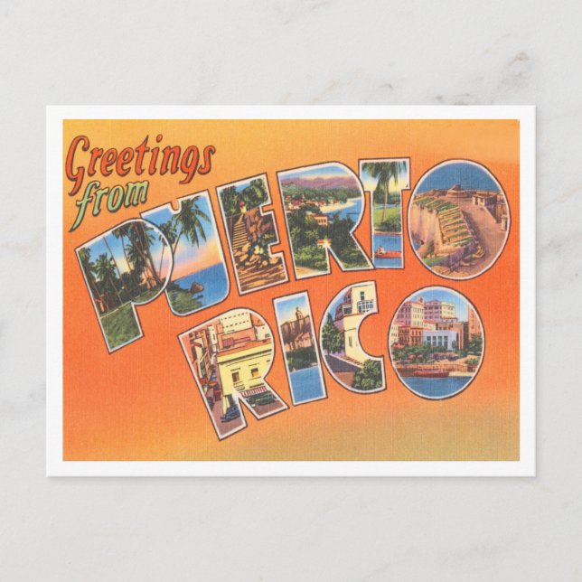 Grüße von Puerto Rico Vintage Travel Postkarte (Vorderseite)