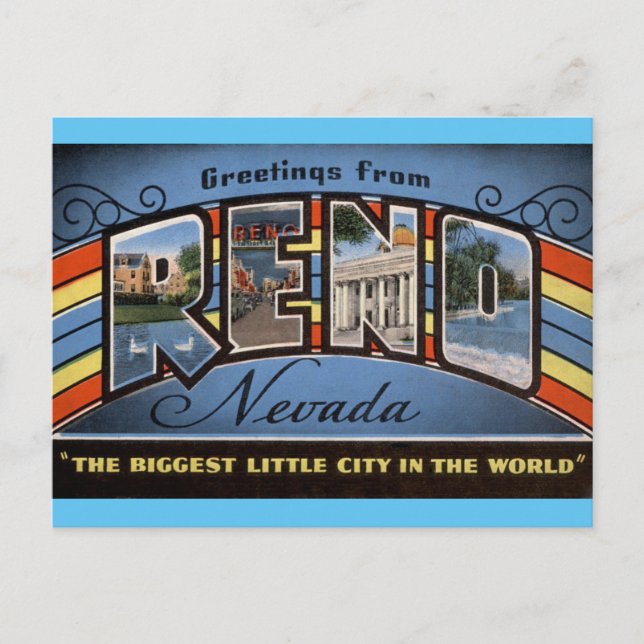 Grüße von Reno Nevada Travel Postcard Postkarte (Vorderseite)