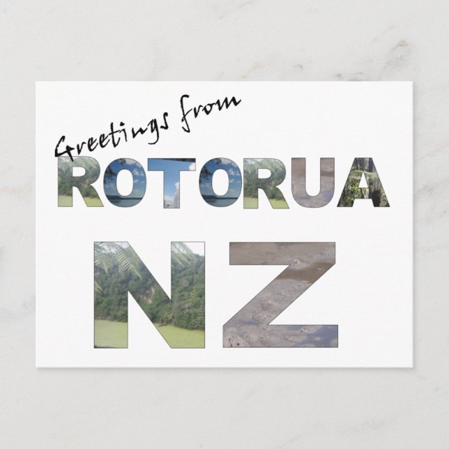 Grüße von Rotorua NZ Postkarte (Vorderseite)