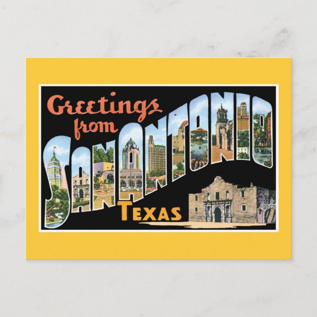 Grüße von San Antonio Texas Postkarte (Vorderseite)
