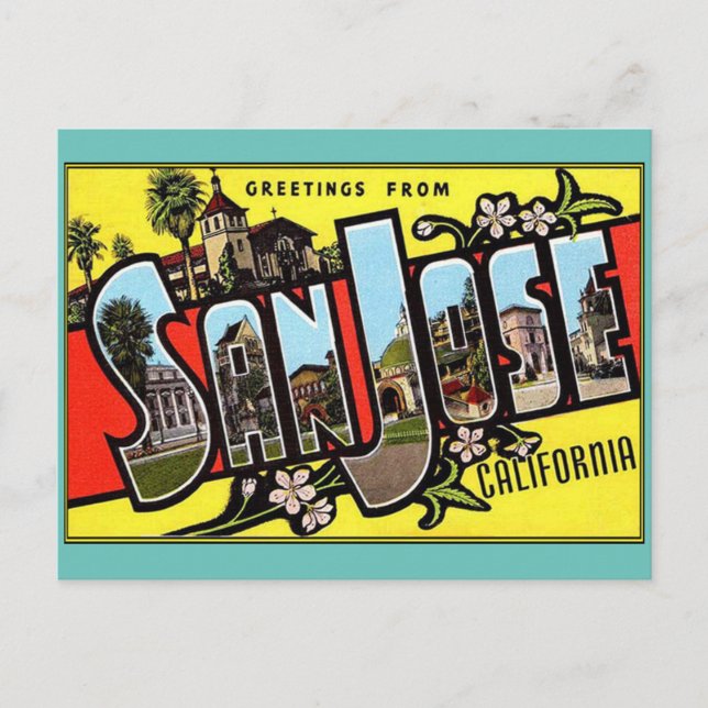 Grüße von San Jose California Postcard Postkarte (Vorderseite)