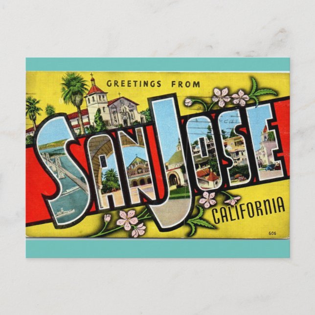 Grüße von San Jose California Travel Postkarte (Vorderseite)