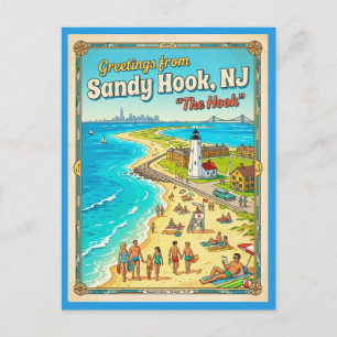Grüße von Sandy Hook NJ im Vintage-Stil  Postkarte