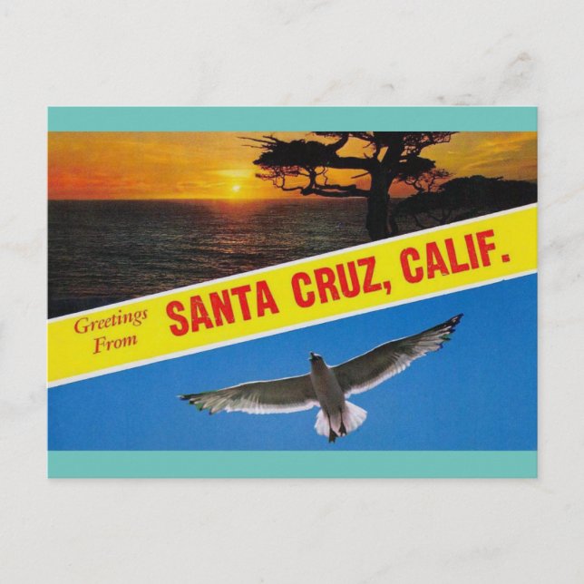 Grüße von Santa Cruz California Travel Postkarte (Vorderseite)