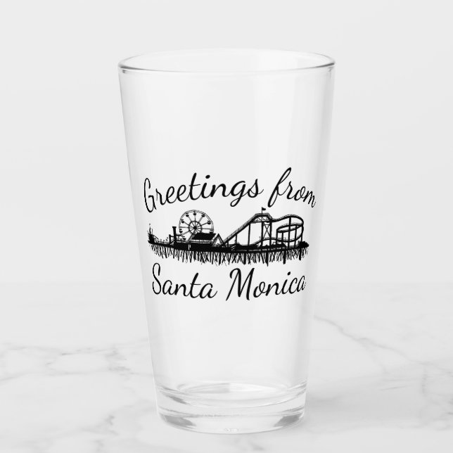 Grüße von Santa Monica CA California Pier Glas (Vorderseite)