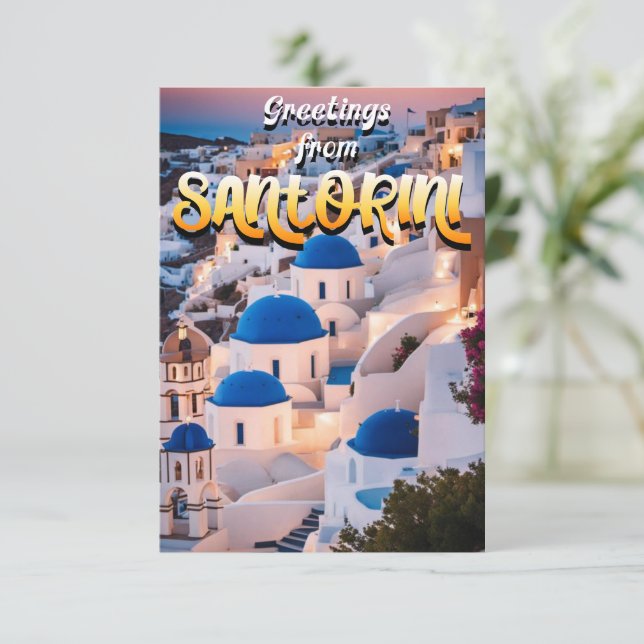 Grüße von Santorini Dankeskarte (Stehend Vorderseite)