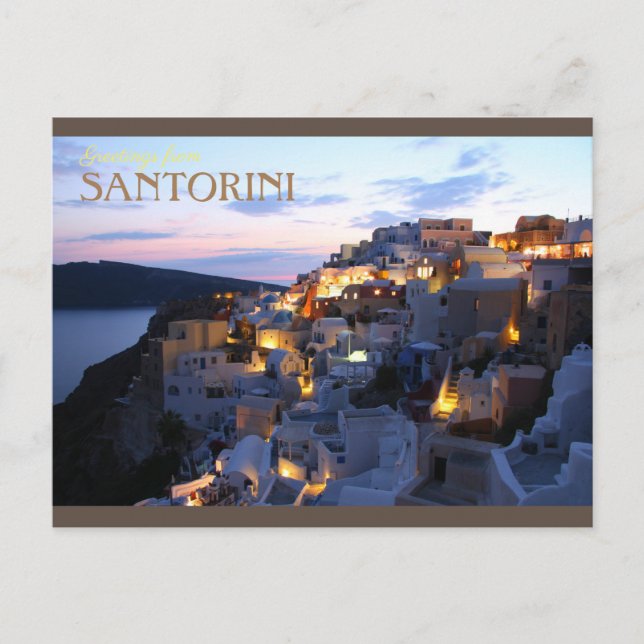 Grüße von Santorini Postkarte (Vorderseite)