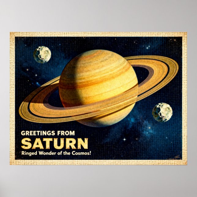 Grüße von Saturn Retro Sci-Fi Poster (Vorne)