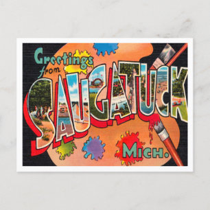 Grüße von Saugatuck, Michigan Vintage Travel Postkarte
