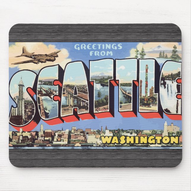 Grüße von Seattle Washington, Vintag Mousepad (Vorne)