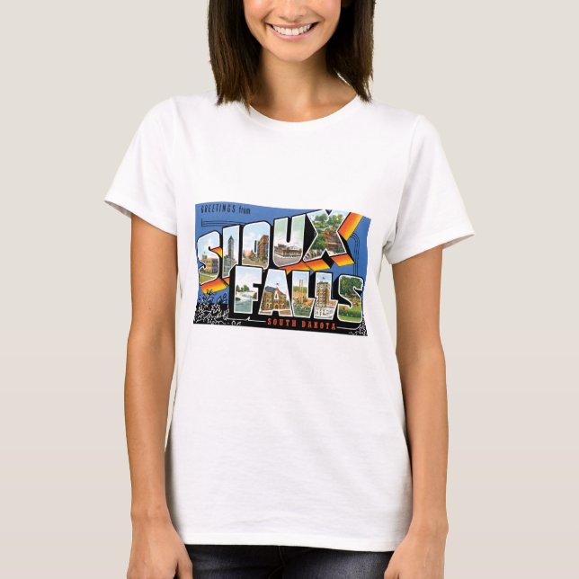 Grüße von Sioux Falls, South Dakota! Retro T-Shirt (Vorderseite)