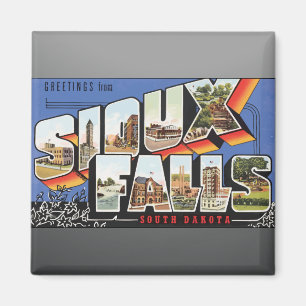 Grüße von Sioux Falls South Dakota, Vintag Magnet