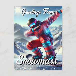 Grüße von Snowmassentabbing Snowboarder Postkarte