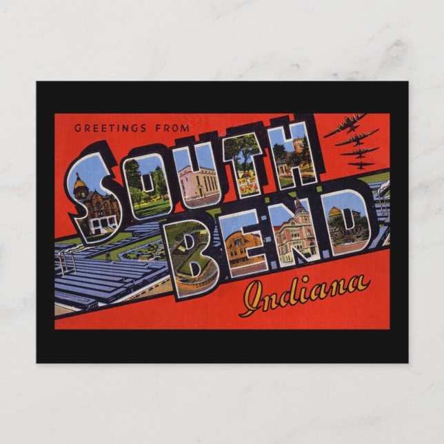 Grüße von South Bend Indiana Postkarte (Vorderseite)