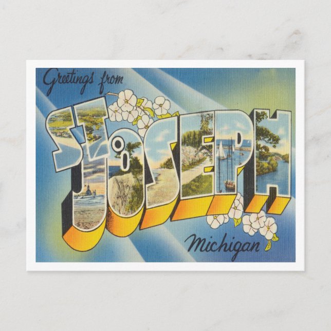 Grüße von St. Joseph, Michigan Vintage Travel Postkarte (Vorderseite)