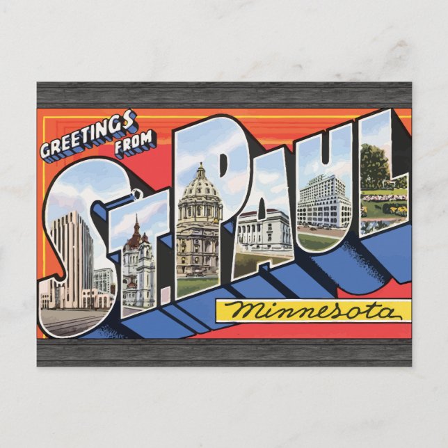Grüße von St Paul Minnesota, Vintag Postkarte (Vorderseite)