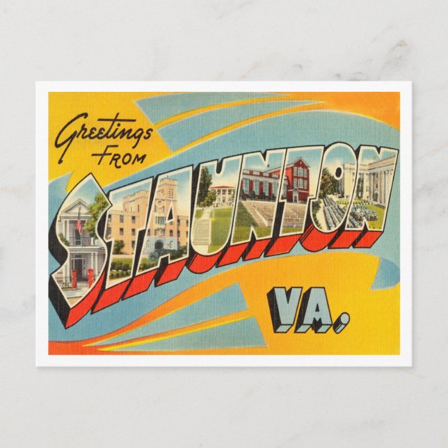 Grüße von Staunton, Virginia Vintage Travel Postkarte (Vorderseite)