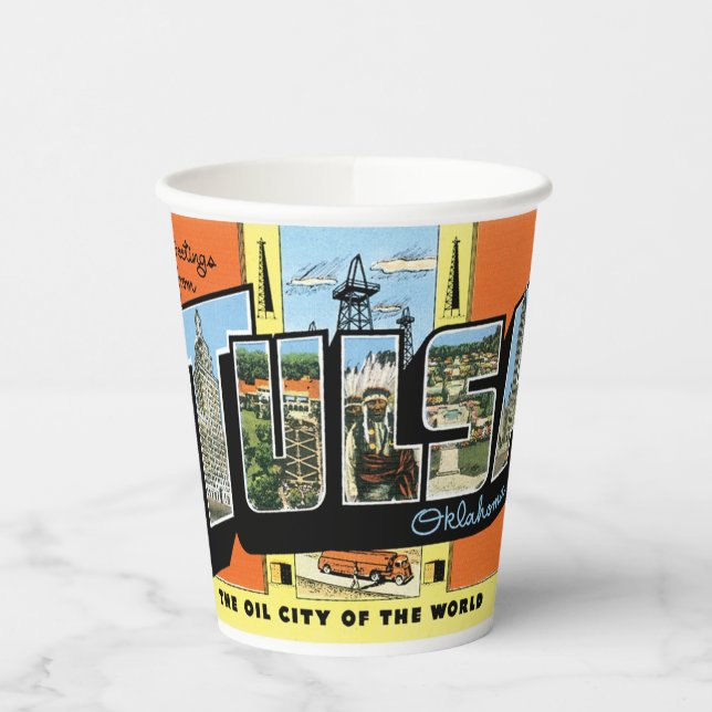 Grüße von Tulsa, Oklahoma! Pappbecher (Links)