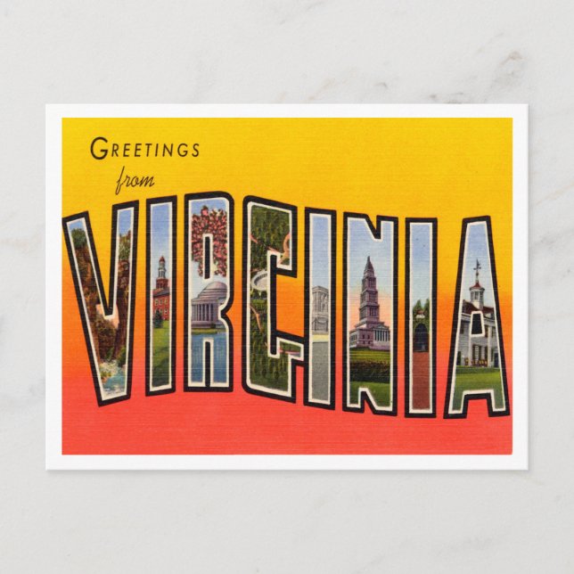 Grüße von Virginia Vintage Travel Postkarte (Vorderseite)