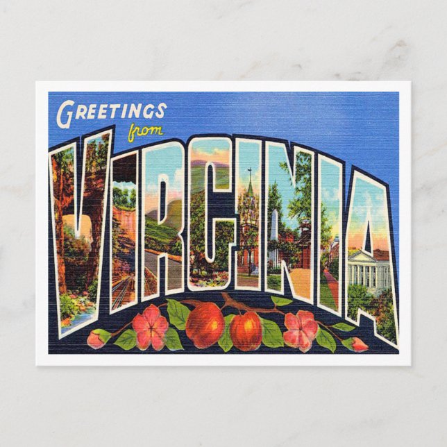 Grüße von Virginia Vintage Travel Postkarte (Vorderseite)