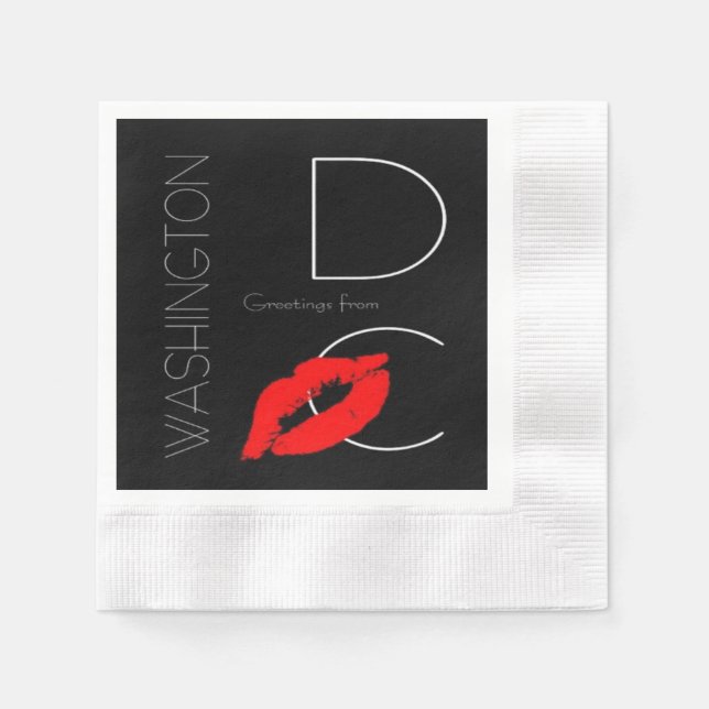 Grüße von Washington DC Red Lipstick Kiss Serviette (Vorderseite)
