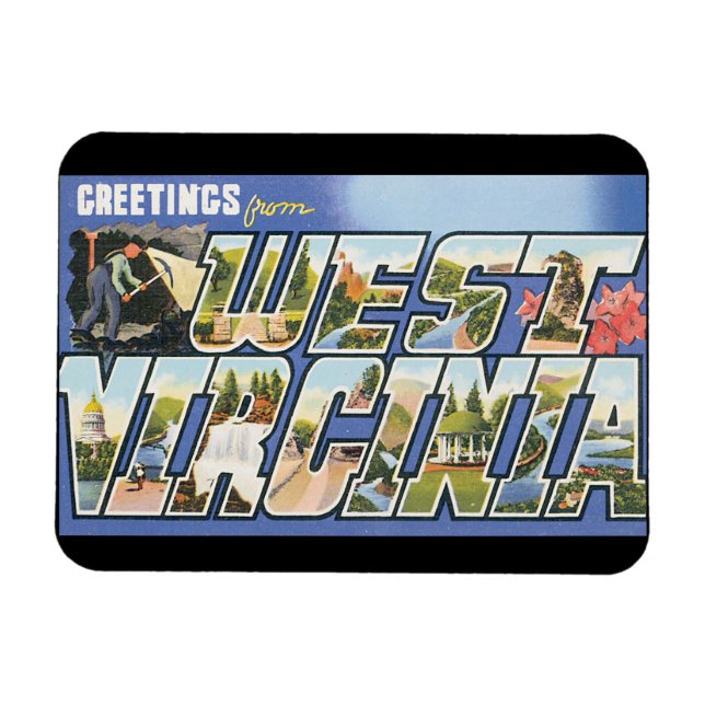 Grüße von West Virginia_Vintage Travel Poster Magnet (Horizontal)