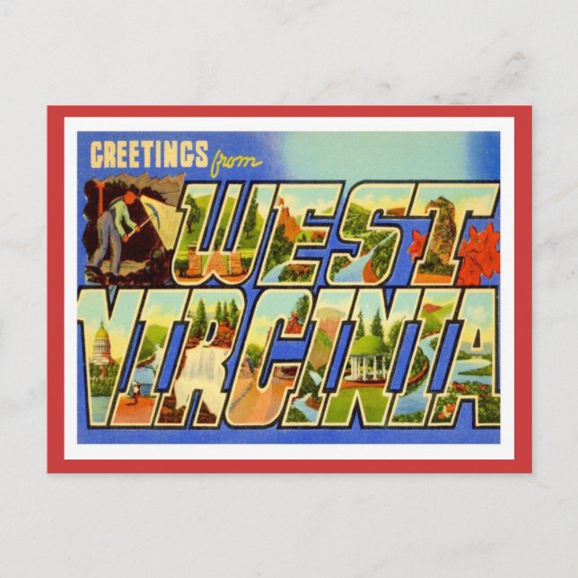 Grüße von West Virginia WV Postkarte (Vorderseite)