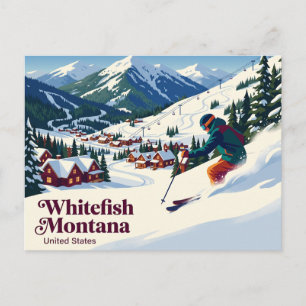 Grüße von Whitefish Montana Skifahrer Postkarte