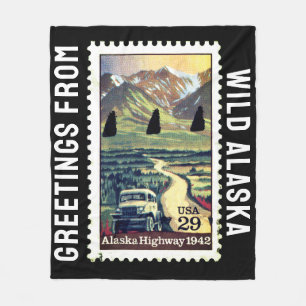 Grüße von Wild Alaska Vintage-Postage-Stempel Fleecedecke