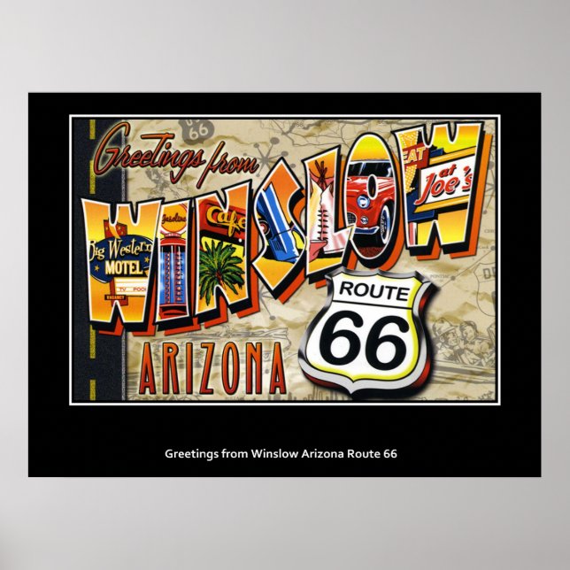 Grüße von Winslow Arizona Route 66 Poster (Vorne)