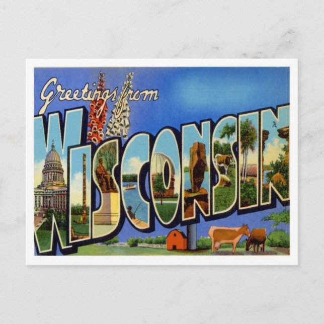 Grüße von Wisconsin Postkarte (Vorderseite)
