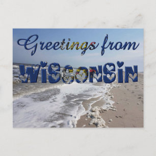 Grüße von Wisconsin State Flag USA Herz Postkarte
