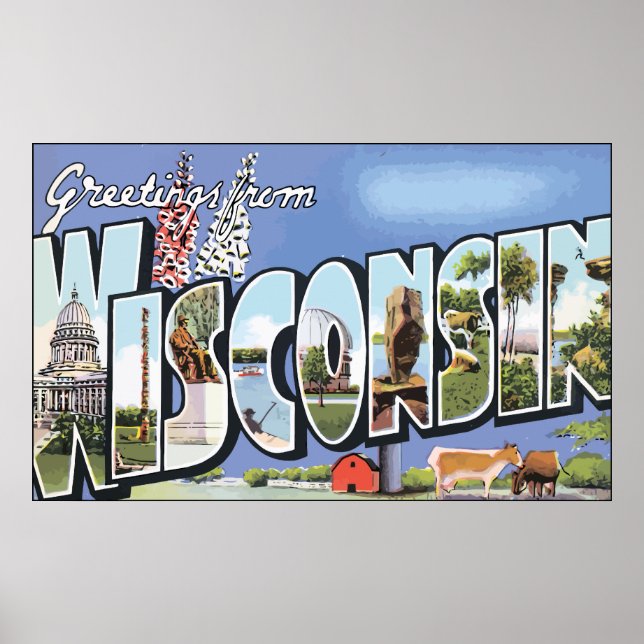 Grüße von Wisconsin, Vintag Poster (Vorne)