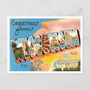 Grüße von Wisconsin Vintage Travel Postkarte