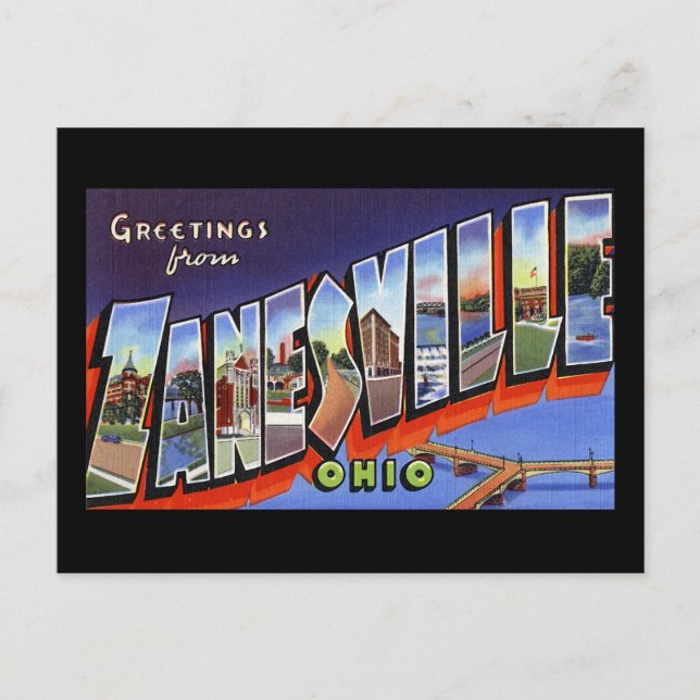 Grüße von Zanesville Ohio Postkarte (Vorderseite)