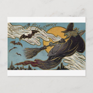Grüße zu Halloween Fliegenwitz und Fledermäuse Postkarte