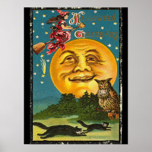 Grüße zu Halloween im Vintage-Stil Poster