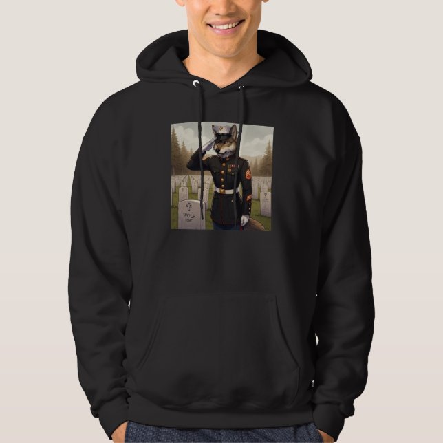 grüßender Marine Corps Wolf  Hoodie (Vorderseite)