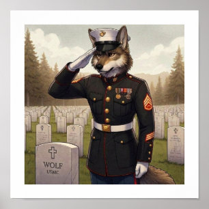 Grüßender Marine Corps Wolf Poster