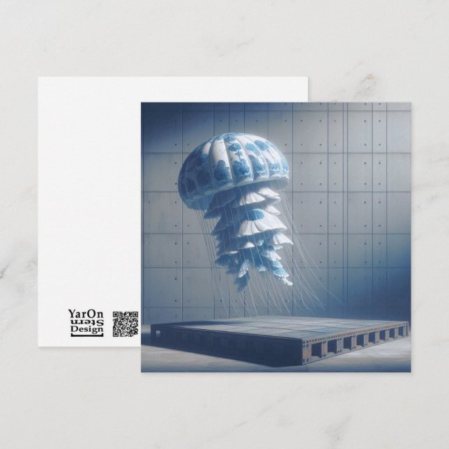 Grußkarte aus Blauem Porzellan Mitteilungskarte (Vorne/Hinten)