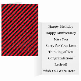 Grußkarte aus dünnen schwarzen und roten Streifen