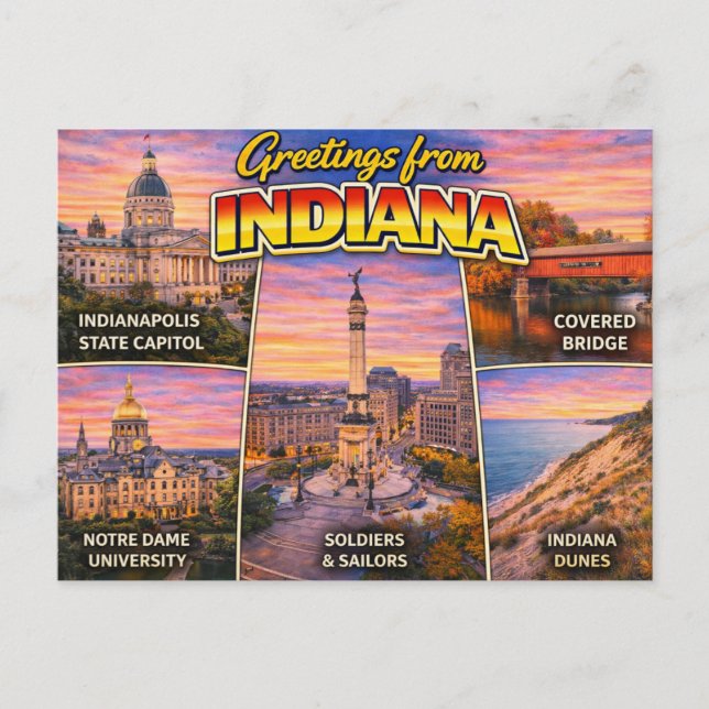 Grußkarte aus Indiana Postkarte (Vorderseite)