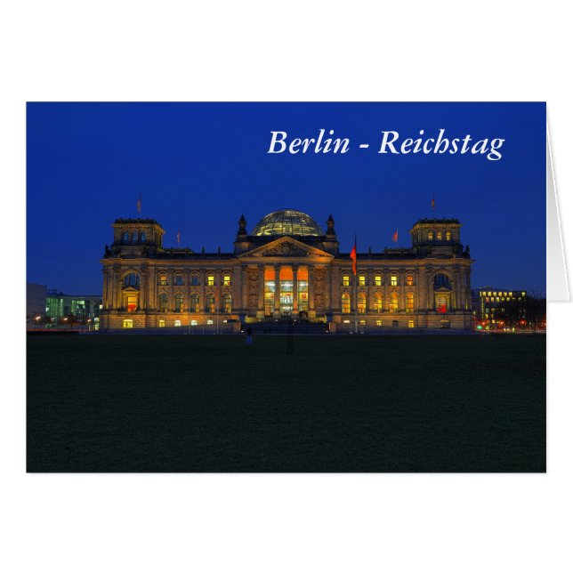 Grußkarte Berlin - Reichstag am Abend (Vorderseite (Horizontal))