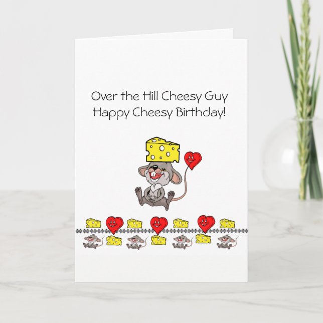 Grußkarte Cheesy Happy Birthday Mouse Herz Karte (Vorderseite)