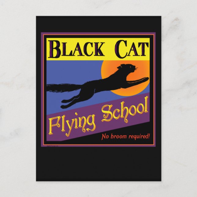 Grußkarte der Black Cat Flying School Postkarte (Vorderseite)