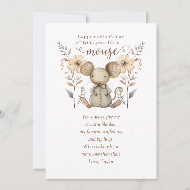 Grußkarte der kleinen Maus zum Ersten Muttertag Einladung (Vorderseite)