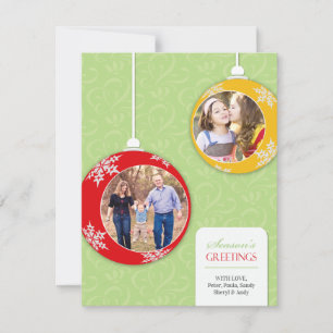 Grußkarte des Fotos für Ornamente der Jahreszeit Feiertagskarte