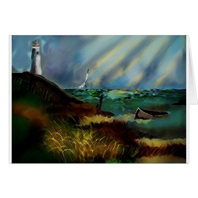 Grußkarte des Leuchtturms (innen leer) (Vorderseite (Horizontal))