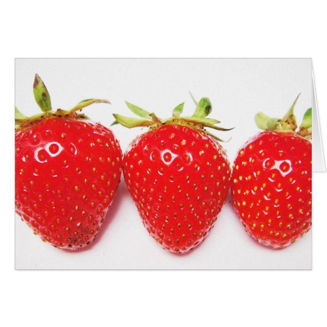 Grusskarte drei Erdbeeren, Decke (Vorderseite (Horizontal))