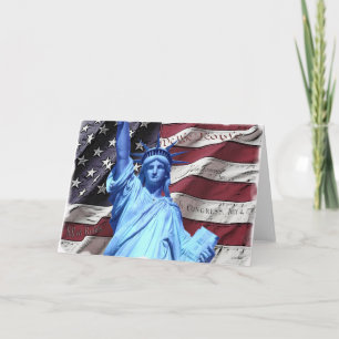 Grußkarte/Einladung Flagge & Freiheitsstatue Karte